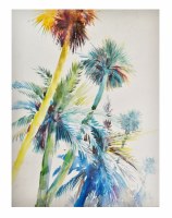32" x 24" Five Multicolor Palms Canvas