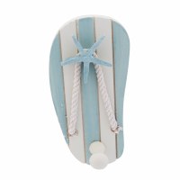 6" Distressed Blue and White Finish Starfish Flip Flop Wall Hook