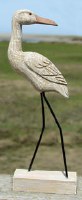 13" Beige Carved Wood Head Back Beach Bird