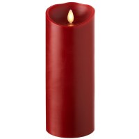 9" Red LED Cinnamon Scent Moving Flame Pillar Candle