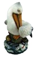 5" White Grooming Pelican on Piling Figurine
