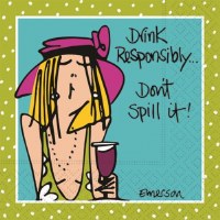5" Square Drink Responsibly Don't Spill It Beverage Napkins