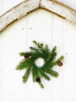 2" Opening Faux Green Spruce With Pinecones Candle Ring