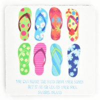 4" Sanibel Island Shake the Sand From Your Shoes Rubber Coaster