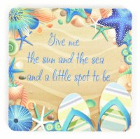 4" Square Give Me the Sun & Sea Rubber Coaster