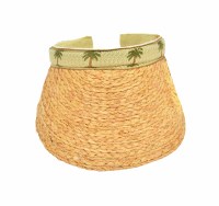 4" Taupe Raffia Braided Visor With Palm Band