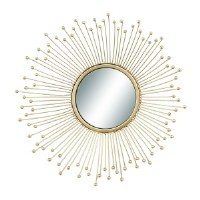 16" Large Round Gold Metal Spokes Mirror