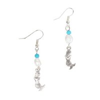 Silver, Turquoise and Large Pearl Mermaid Earrings