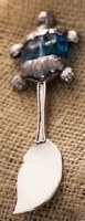 5" Silver and Blue Glass Turtle Spreader by Mud Pie