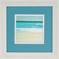 12" Square Sunny Seaside 1 Framed Print Under Glass