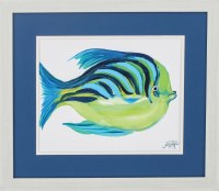 18" x 21" Green Bottom Fish Framed Print Under Glass