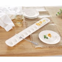 19"  Ceramic White Egg Tray with Fork  by Mud Pie