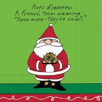 5" Square Santa Have More Hors D'oeuvres Beverage Napkins