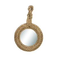 17" Tan Hanging Rope Mirror with Loop