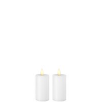 Set of 2 3.5" White LED Moving Flame Pillar Candles