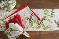 60" Red & Green Winter Botanical Table Runner 60" Red & Green Winter Botanical Table Runner