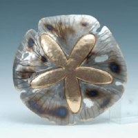 15" Round Silver and Gold Metal Sand Dollar Coastal Wall Art Plaque