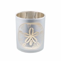 3" Metallic Silver and Gold Glass Sand Dollar Votive Holder