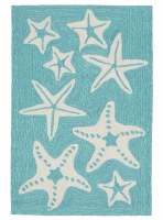 2 ft. x 3 ft. Aqua and Off White Starfish Rug