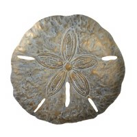 16" Large Distressed Gold Metal FinishSand Dollar Coastal Wall Art Plaque