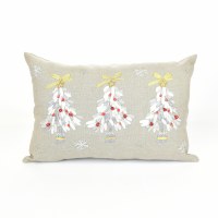 12" x 18" Silver and Red Christmas Tree Pillow