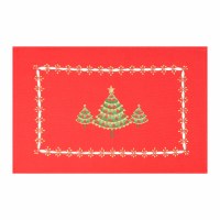 12" x 18" Green Christmas Tree on Red Placemat
