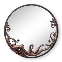 22" Round Distressed Copper Finish Octopus Mirror