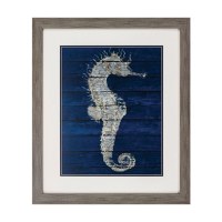 28" x 24" Distressed Seahorse 1 Framed Print Under Glass