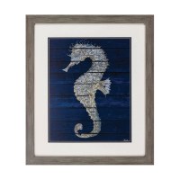 28" x 24" Distressed Seahorse 2 Framed Print Under Glass