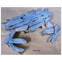 13" Light Blue Rustic Driftwood Crab Plaque