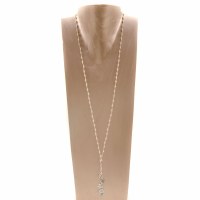 40" Cream and Silver Long Sea Life Drop Necklace