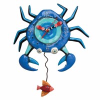 14" Blue and Turquoise Crabby Clock