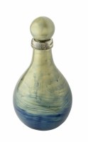 13" Blue and Gold Painted Glass Bottle with Round Top