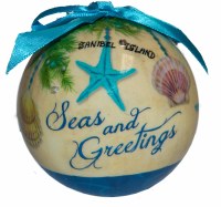 3" LED Sanibel Island Seas and Greetings Ball Ornament