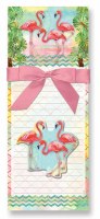 8" Pink Watercolor Flamingos Magnetic Notepad