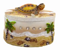 3" Tropical Sea Turtle Gem Encrusted Box