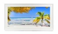 26" x 54" Boat Ride by the Beach Wooden Framed Gel Textured Coastal Print