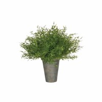 10" Faux Green Artificial Feather Fern in Gray Pot