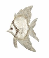 12" Ivory Capiz Shell and Metal Fish Plaque