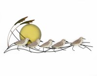 40" x 17" Five Sanderling Stroll Metal and Wood Natural Wall Sculpture