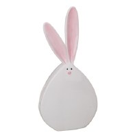 12" White and Pink Flat Ceramic Bunny