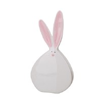 10" White and Pink Flat Ceramic Bunny