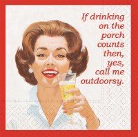 5" Square Red Call Me Outdoorsy Beverage Napkins