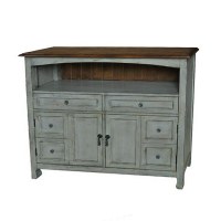 48" Gray and Green Natural Wood Top Cabinet