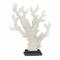 14" White Faux Branch Coral Sculpture on Black Base