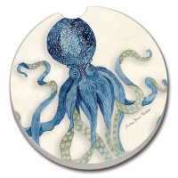 3" Indigo Blue Ocean Octopus Car Coaster