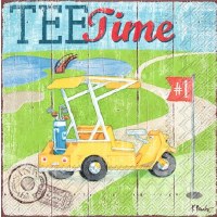 5" Square Multicolor Tee Time Beverage Napkins