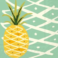 5" Square Tropical Pineapple on Seafoam Green Beverage Napkins