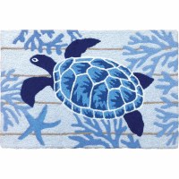 20" x 30" Indigo Sea Turtle and Coral Rug