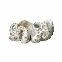 6" Gray and White Rustic Crouching Octopus Sculpture